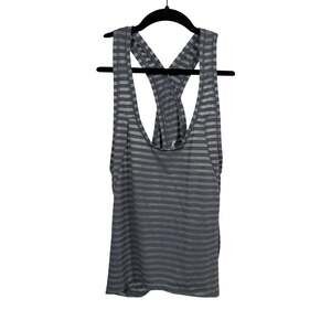 ZYIA Active Tank Top Womens Large Gray Nimbus Split Back Activewear Tie Hem